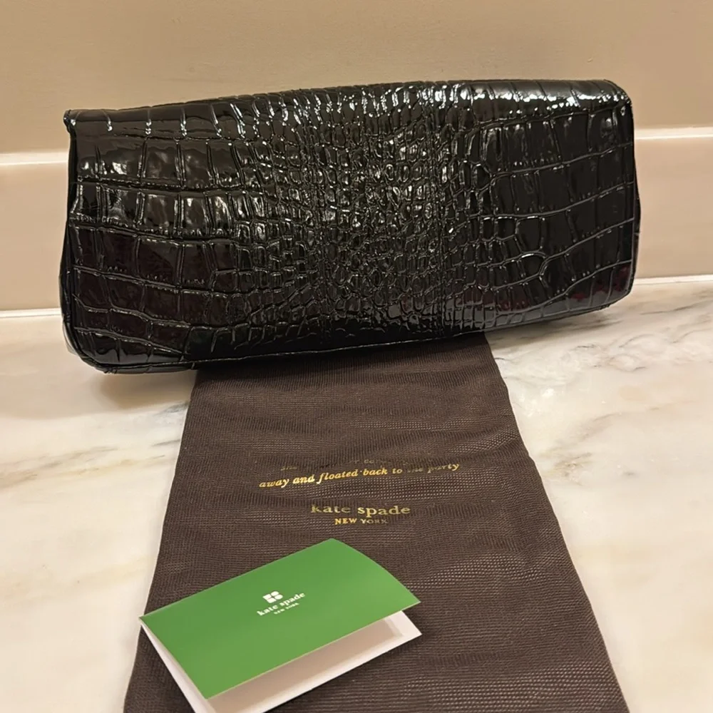 Kate Spade black patent leather clutch